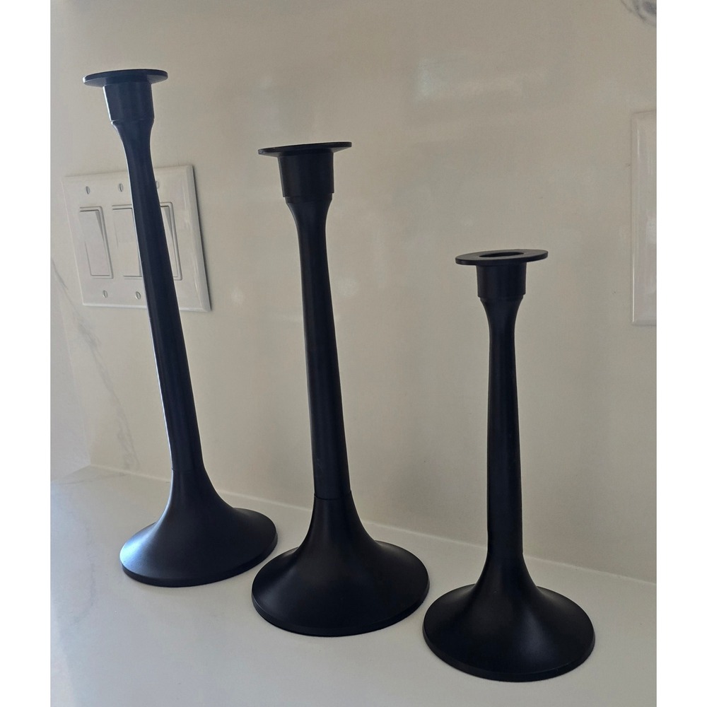 Linden Street Matte Black Metal Taper Candle Holders Set of 3 Modern Minimalist